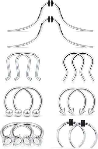 SCERRING 14G الحاجز هوب الأنف خواتم 316L الفولاذ المقاوم للصدأ حدوة الحصان الأنف هوب الدائري الغضروف Daith الزنمة التجنيب هيئة ثقب المجوهرات 14 قطعة in Kuwait