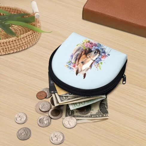 محفظة عملات معدنية على شكل حصان من Vanideaoty، حقيبة بسحاب على شكل زهرة، حقيبة تخزين للعملات المعدنية، منظم أموال in Kuwait