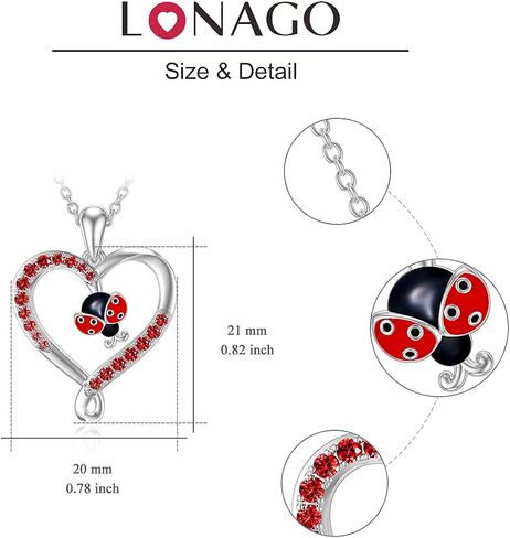 LONAGO Animal Necklace for Women 925 Sterling Silver Monkey Ladybug Pendant Necklace in Saudi Arabia