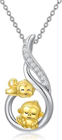 LONAGO Animal Necklace for Women 925 Sterling Silver Monkey Ladybug Pendant Necklace in Saudi Arabia
