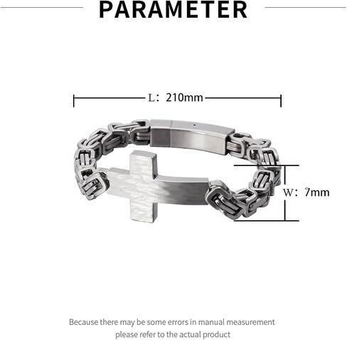 FIGEDY Stainless Steel Cross Bracelet for Men and Women - Large Cross Stylish and Durable Cross Link Stainless Steel Bracelet Gold and Gunmetal Grey - Silver in Saudi Arabia