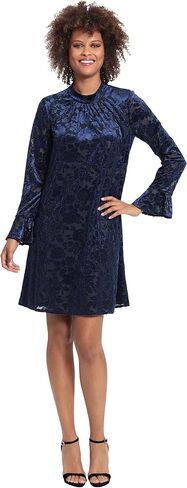 London Times Women's Long Sleeve Mock Neck Trapeze Dress in Saudi Arabia