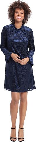 London Times Women's Long Sleeve Mock Neck Trapeze Dress in Saudi Arabia