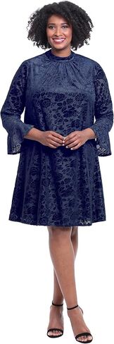 London Times Women's Long Sleeve Mock Neck Trapeze Dress in Saudi Arabia