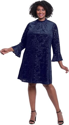 London Times Women's Long Sleeve Mock Neck Trapeze Dress in Saudi Arabia