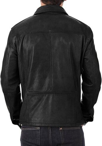Real Lambskin Classic Leather Jacket | Genuine Leather Biker Jacket men in Saudi Arabia