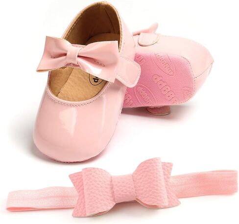 قطعتان/مجموعة من أحذية الأميرة ماري جين المسطحة الناعمة للأطفال الرضع مع عصابة رأس in Kuwait