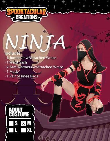 Spooktacular Creations Halloween Adult Ninja Costume for Women Dress Up, Costume Party, Trick or Treating, Cosplay Party in Saudi Arabia