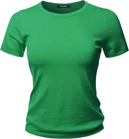 سترة نسائية منسوجة بياقة دائرية وأكمام قصيرة من الفيسكوز in Kuwait