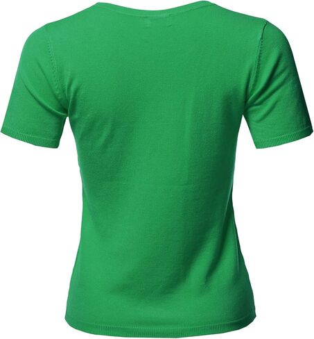 سترة نسائية منسوجة بياقة دائرية وأكمام قصيرة من الفيسكوز in Kuwait