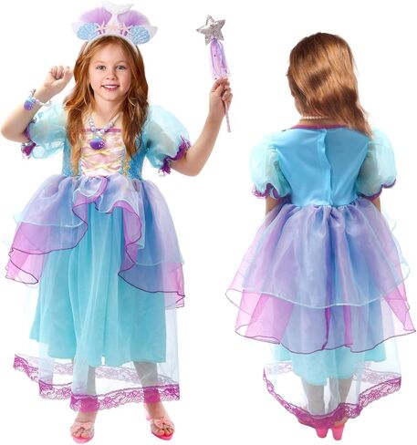 Little Mermaid Princess Costume Mermaid Party Dress for Toddler Kids Girls Halloween Dress Up with Accessories in Kuwait