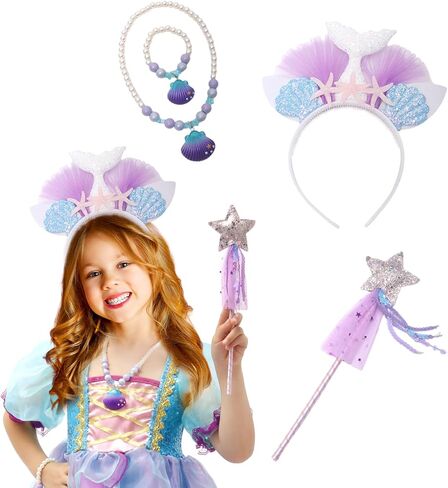 Little Mermaid Princess Costume Mermaid Party Dress for Toddler Kids Girls Halloween Dress Up with Accessories in Kuwait