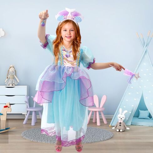 Little Mermaid Princess Costume Mermaid Party Dress for Toddler Kids Girls Halloween Dress Up with Accessories in Kuwait