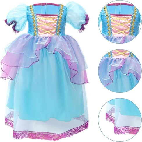 Little Mermaid Princess Costume Mermaid Party Dress for Toddler Kids Girls Halloween Dress Up with Accessories in Kuwait