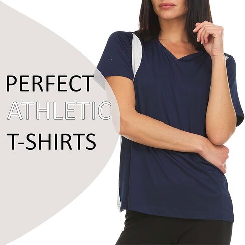 تي شيرت نسائي بأكمام قصيرة ورقبة على شكل حرف V فضفاض مناسب للأنشطة الرياضية Dri-Fit ماص للرطوبة للتمرين واليوجا (متوفر في Plus) in Kuwait