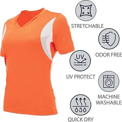 تي شيرت نسائي بأكمام قصيرة ورقبة على شكل حرف V فضفاض مناسب للأنشطة الرياضية Dri-Fit ماص للرطوبة للتمرين واليوجا (متوفر في Plus) in Kuwait