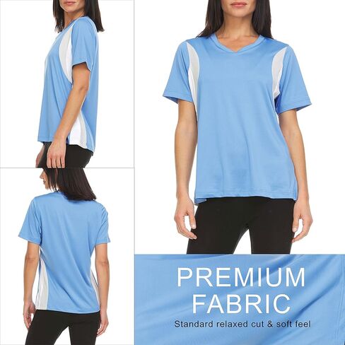 تي شيرت نسائي بأكمام قصيرة ورقبة على شكل حرف V فضفاض مناسب للأنشطة الرياضية Dri-Fit ماص للرطوبة للتمرين واليوجا (متوفر في Plus) in Kuwait