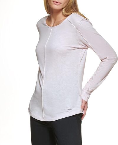 DKNY Women's Long Sleeve Layering Crewneck Sportswear Top in Kuwait