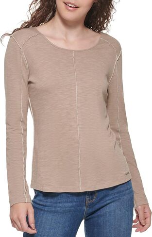 DKNY Women's Long Sleeve Layering Crewneck Sportswear Top in Kuwait