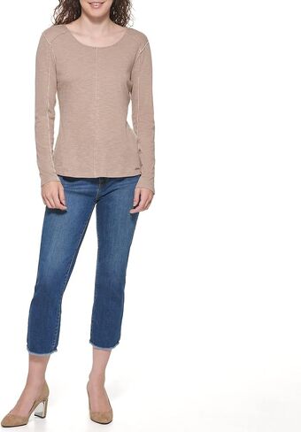 DKNY Women's Long Sleeve Layering Crewneck Sportswear Top in Kuwait