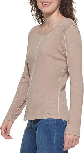 DKNY Women's Long Sleeve Layering Crewneck Sportswear Top in Kuwait