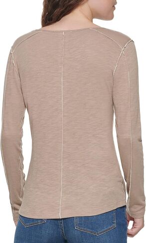 DKNY Women's Long Sleeve Layering Crewneck Sportswear Top in Kuwait