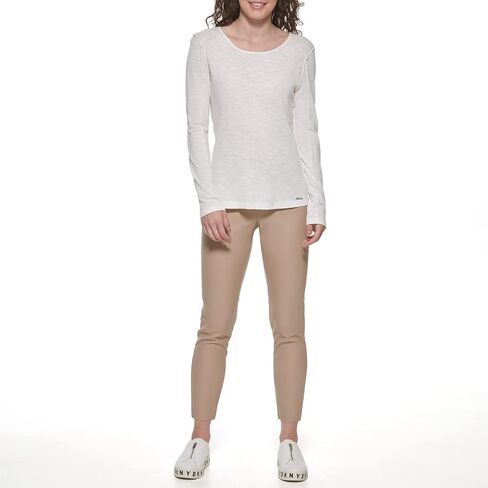 DKNY Women's Long Sleeve Layering Crewneck Sportswear Top in Kuwait