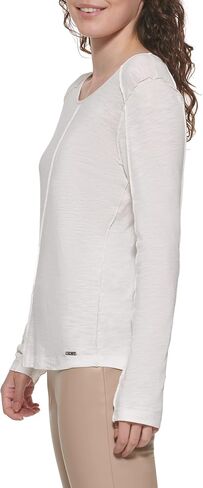 DKNY Women's Long Sleeve Layering Crewneck Sportswear Top in Kuwait