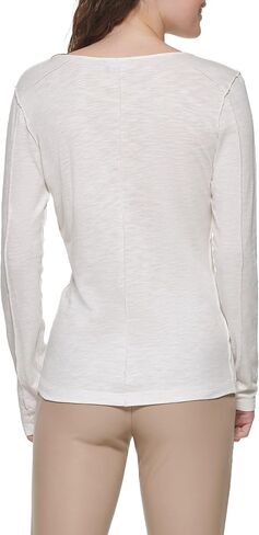 DKNY Women's Long Sleeve Layering Crewneck Sportswear Top in Kuwait