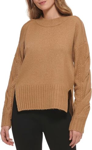 DKNY Women's Mock Neck Split Shoulder Cozy Sweater in Saudi Arabia
