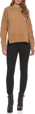 DKNY Women's Mock Neck Split Shoulder Cozy Sweater in Saudi Arabia