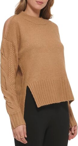 DKNY Women's Mock Neck Split Shoulder Cozy Sweater in Saudi Arabia