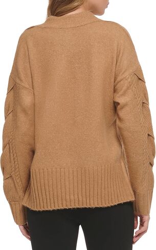 DKNY Women's Mock Neck Split Shoulder Cozy Sweater in Saudi Arabia