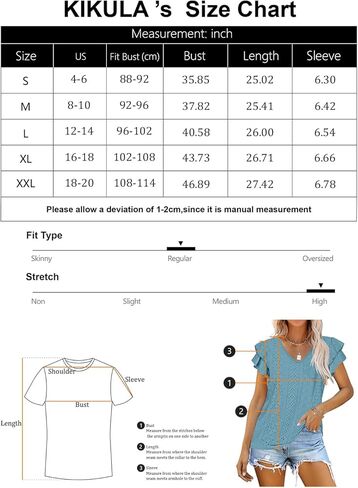 قمصان Kikula النسائية الصيفية بأكمام مكشكشة ورقبة على شكل حرف V وبلوزة كاجوال مجوفة in Kuwait