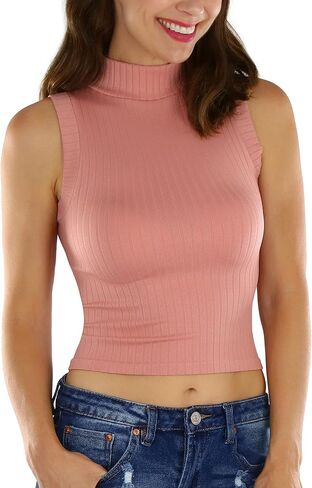 ToBeInStyle Women's Sleeveless Mock-Neck Turtleneck Stretch Top in Saudi Arabia