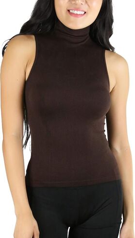 ToBeInStyle Women's Sleeveless Mock-Neck Turtleneck Stretch Top in Saudi Arabia
