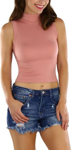 ToBeInStyle Women's Sleeveless Mock-Neck Turtleneck Stretch Top in Saudi Arabia