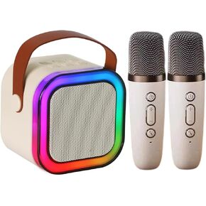 Karaoke Machine for Kids, Kids Karaoke Machine for Girls with 2 Wireless Microphones Mini Portable Bluetooth Speaker Kids Karaoke Machine Gifts for Girls and Boys Family Party (Pink)