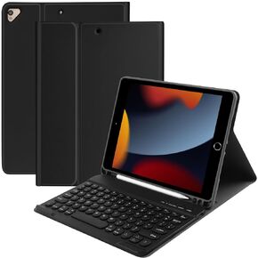 iPad 9th/8th/7th Generation Case with Keyboard 10.2inch 2021/2020/2019, BT Wireless Keyboard Case for iPad Air 10.5"(3rd Gen), Slim Leather Cover with Pencil Holder for iPad Pro 10.5" - Dark Green