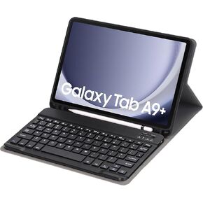 Slim Candy Colors Keyboard Case Compatible with Samsung Galaxy Tab A9 Plus 11 Inch 2023 Model (SM-X210/X216/X218) with S Pen Holder, Mutil Angles Stand Cover Detachable Wireless Keyboard (Black)