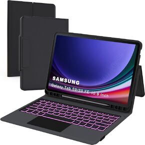 for Samsung Galaxy Tab S9 FE 10.9"/S9 11" Keyboard Case: 7 Colors Backlit Trackpad Keyboard for 10.9 inch Samsung Tab S9 FE - Smart Touch Wireless Keyboard Folio Tablet Book Cover Galaxy Tab S9 2023