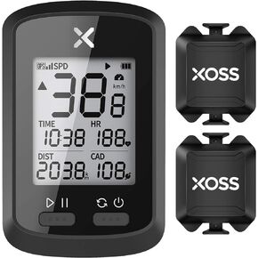 XOSS G+ GPS Bike Computer ANT+ مع 2 مستشعر إيقاع ذكي، كمبيوتر بلوتوث لركوب الدراجات، عداد مسافات لاسلكي للدراجات، جهاز تعقب MTB مقاوم للماء يناسب جميع الدراجات (يدعم مراقب معدل ضربات القلب) in Kuwait