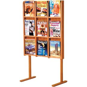 Wooden Mallet® Divulge™ 9 Magazine Floor Display, Medium Oak