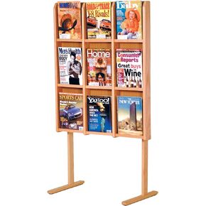 Wooden Mallet® Divulge™ 9 Magazine Floor Display, Light Oak
