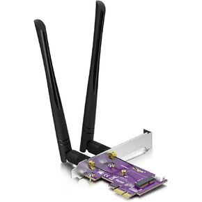 PCIE X1 to M.2/NGFF (A+E Key) WiFi Bluetooth Wireless Module Adapter Card with Dual-Band 2.4&5G 2X 5dBi Antenna