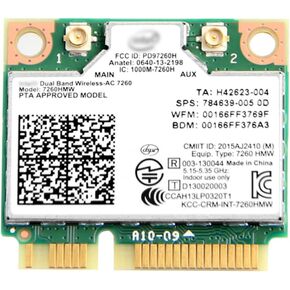 7260ac Half Mini pcie WiFi Card 7260HMW Dual Band Wireless-AC 7260 PCIe WiFi Adapter 2x2 Wi-Fi BT4.0 802.11 b/a/g/n/ac PCI Express Mini Network Card for Windows 7 8 10