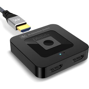 HDMI Switch Splitter 4K@60Hz, Bi-Directional HDMI 2.0 Switcher 2 in 1 Out, HDMI Splitter 1 in 2 Out Support 4K 3D HDR for Xbox PS5/4/3 Blu-Ray Player Fire Stick Roku