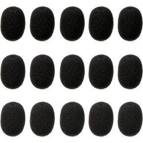 eBoot Lapel Headset Microphone Windscreens, Foam Microphone Covers, Mini Size, 15 Pack