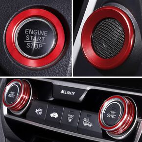 لسيارة Honda Civic 2023 2022، لسيارة CRV CR-V 2023 تكييف الهواء للتحكم في المناخ محرك بدء/إيقاف حلقات زر الضغط لبدء المحرك وإيقاف الضغط لبدء غطاء الزر، ملصق درجة حرارة مفتاح التيار المتردد - أحمر