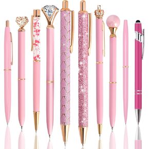 DAIKOYE 10 Pcs Ballpoint Pens Set Party Favors for Kids Purple Gifts Purple Pens for Women Girls Office Supplies School Supplies Black Ink Metal Crystal Diamond Pens